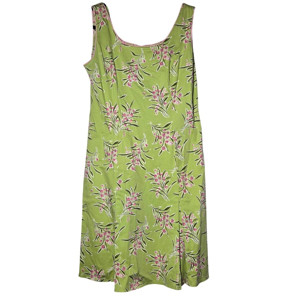 Sag‎ Harbor Green Floral Sleeveless Sheath Dress Size 10 Cottage Fairy Feminine
